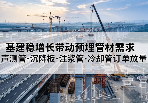 如皋基建稳增长带动预埋监测管材需求，声测管、沉降板、注浆管订单持续放量
